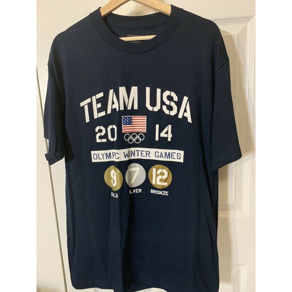 New TEAM USA APPAREL T Shirt 2014 Olympic Winter Games Win Count Men’s Sz L NWT - Picture 4 of 7